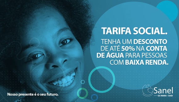 VOCÊ SABIA QUE A SANEL GARANTE UM DESCONTO DE ATÉ 50% NA CONTA DE ÁGUA PARA PESSOAS COM BAIXA RENDA?